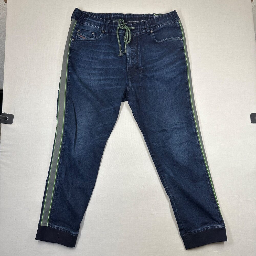 Streetwear Diesel Jogger Jeans Denim Sweatpants Hybrid Neon Stripe 34